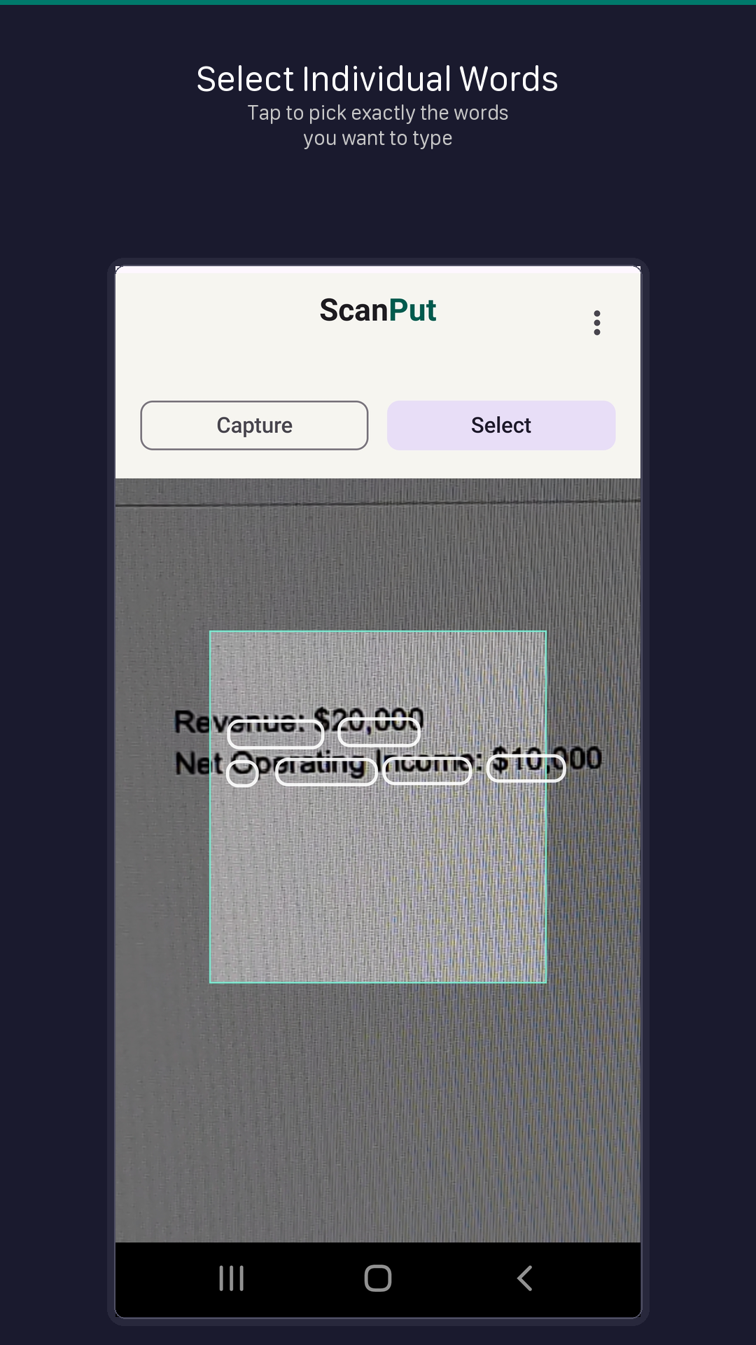 Select individual words